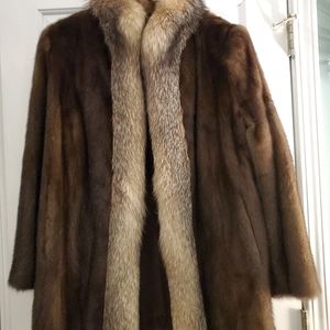 Brown Mink Stroller with Dyed Crystal Fox Trim